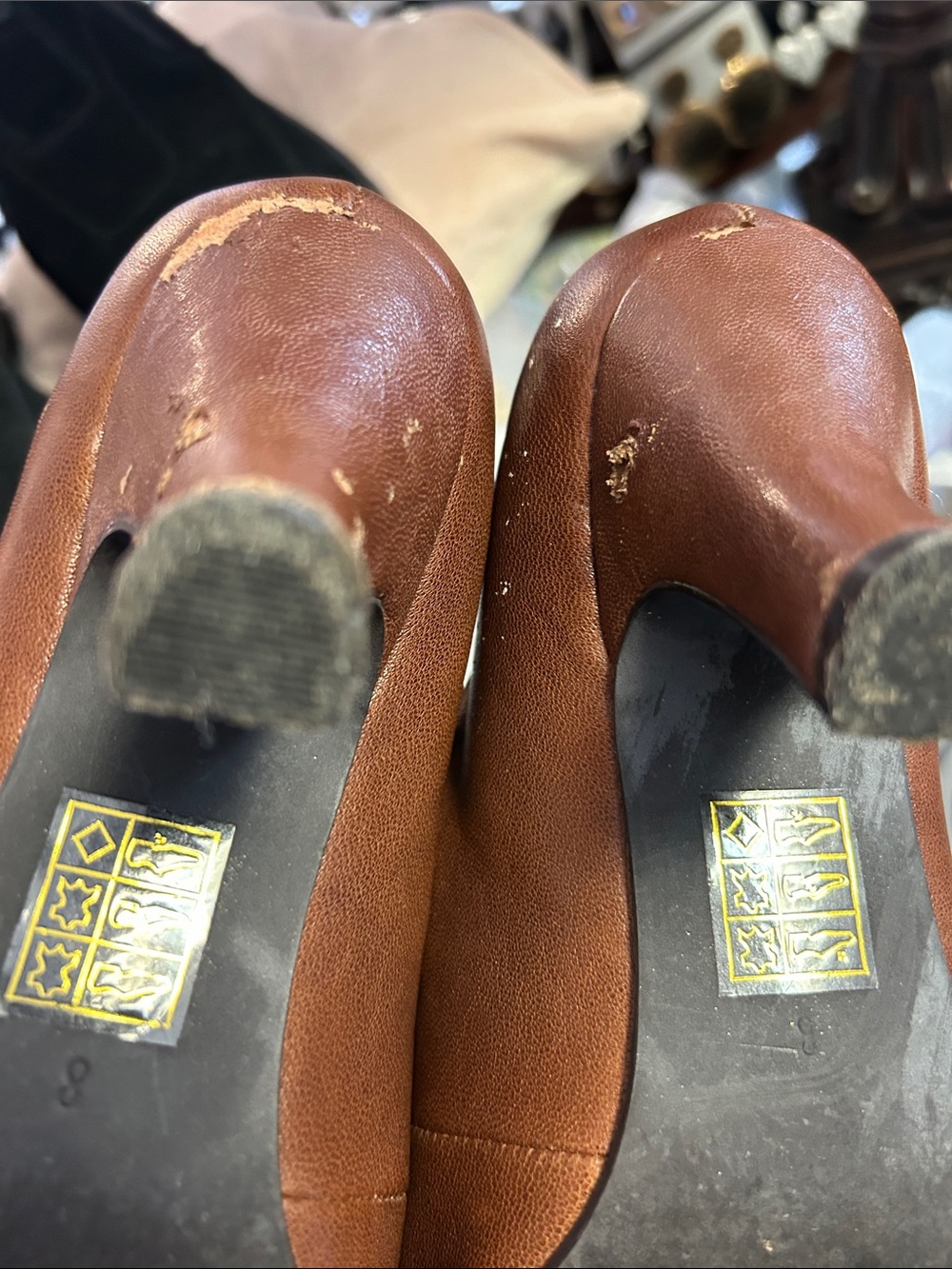 Crown Vintage Brown Leather Mary Jane Flats with Button Straps - Picture 6 of 7